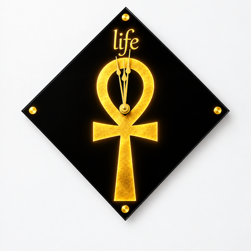 Ankh of Life Clock - Vivid Gold